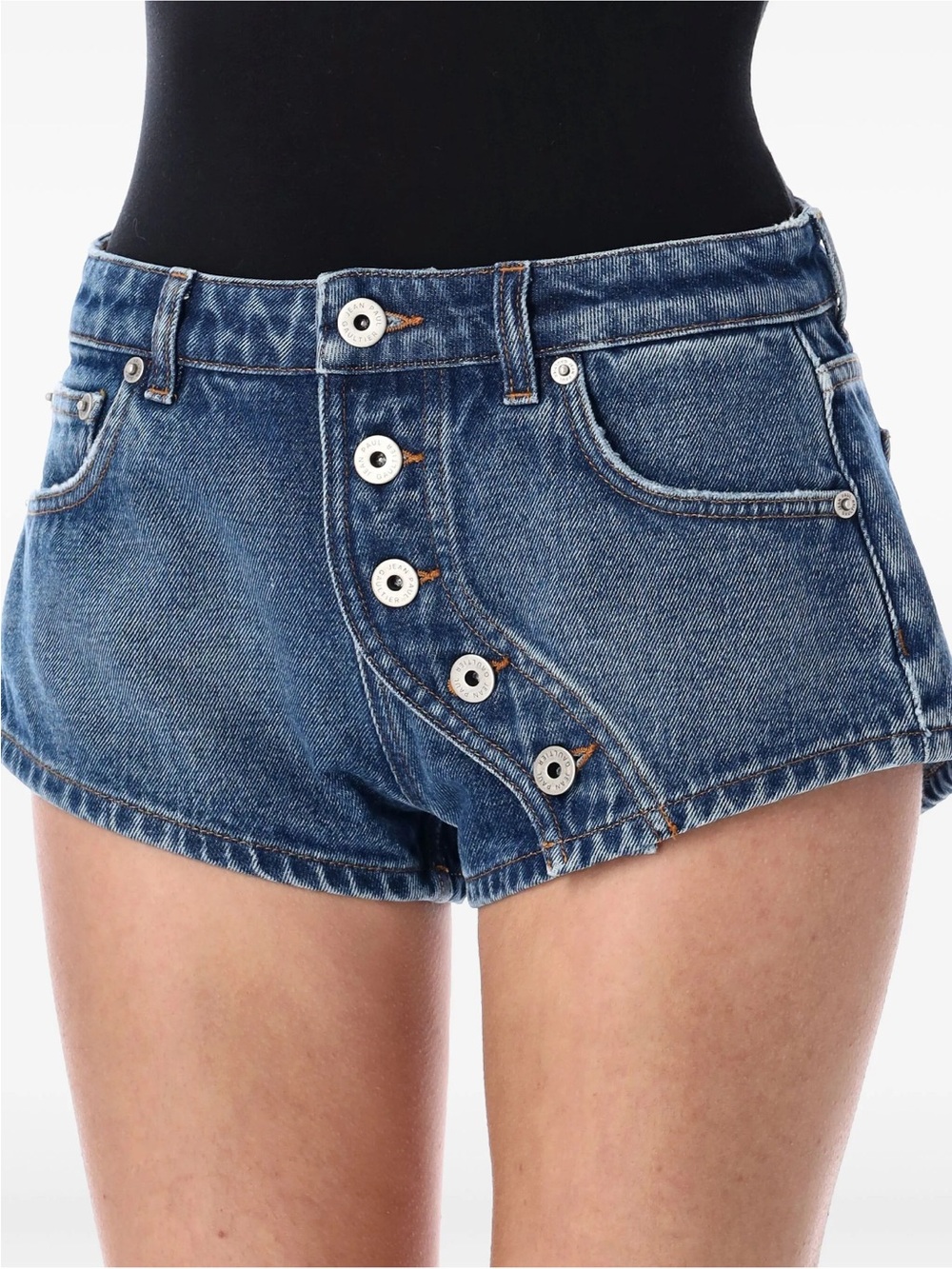 Jean Paul Gaultier Distressed Blue Denim Button-Side Shorts SOLD OUT EVERYWHERE - Picture 4 of 5